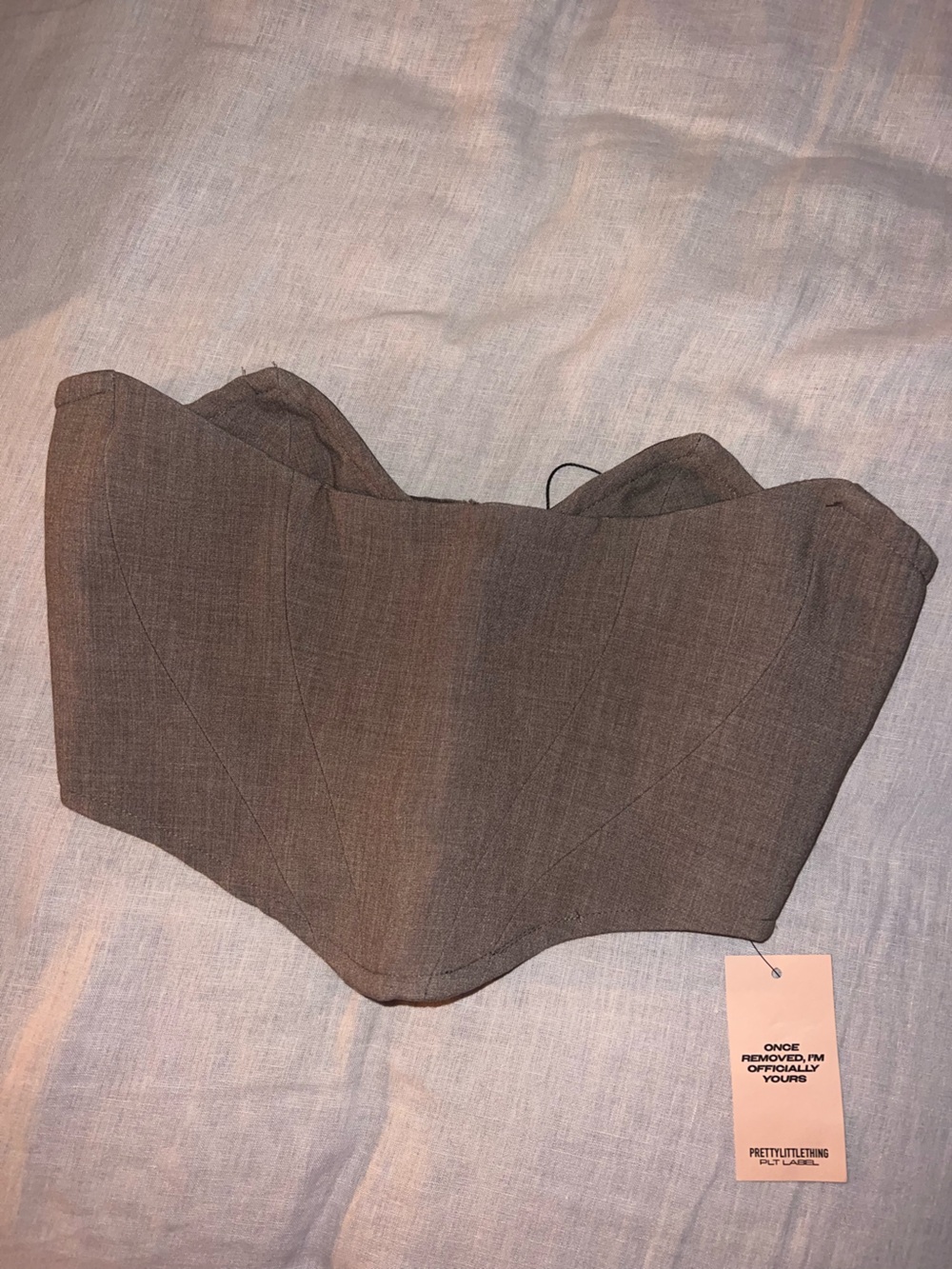 Women's Brown Gray Strapless Top
